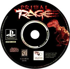 Artwork on the Disc for Primal Rage on the Sony Playstation.