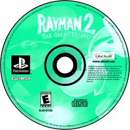Artwork on the Disc for Rayman 2: The Great Escape on the Sony Playstation.