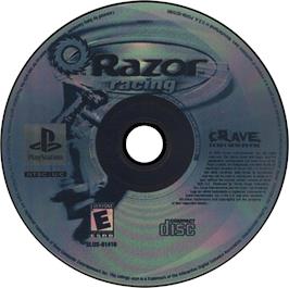 Artwork on the Disc for Razor Racing on the Sony Playstation.