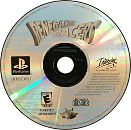 Artwork on the Disc for Renegade Racers on the Sony Playstation.