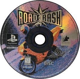 Artwork on the Disc for Road Rash on the Sony Playstation.