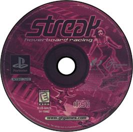 Artwork on the Disc for Streak Hoverboard Racing on the Sony Playstation.