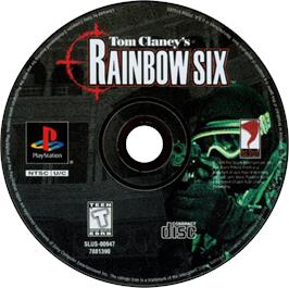 Artwork on the Disc for Tom Clancy's Rainbow Six: Rogue Spear on the Sony Playstation.