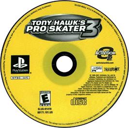 Artwork on the Disc for Tony Hawk's Pro Skater 3 on the Sony Playstation.