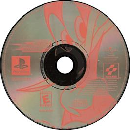 Artwork on the Disc for Woody Woodpecker Racing on the Sony Playstation.