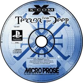 Artwork on the Disc for X-COM: Terror from the Deep on the Sony Playstation.