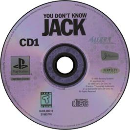 Artwork on the Disc for You Don't Know Jack on the Sony Playstation.