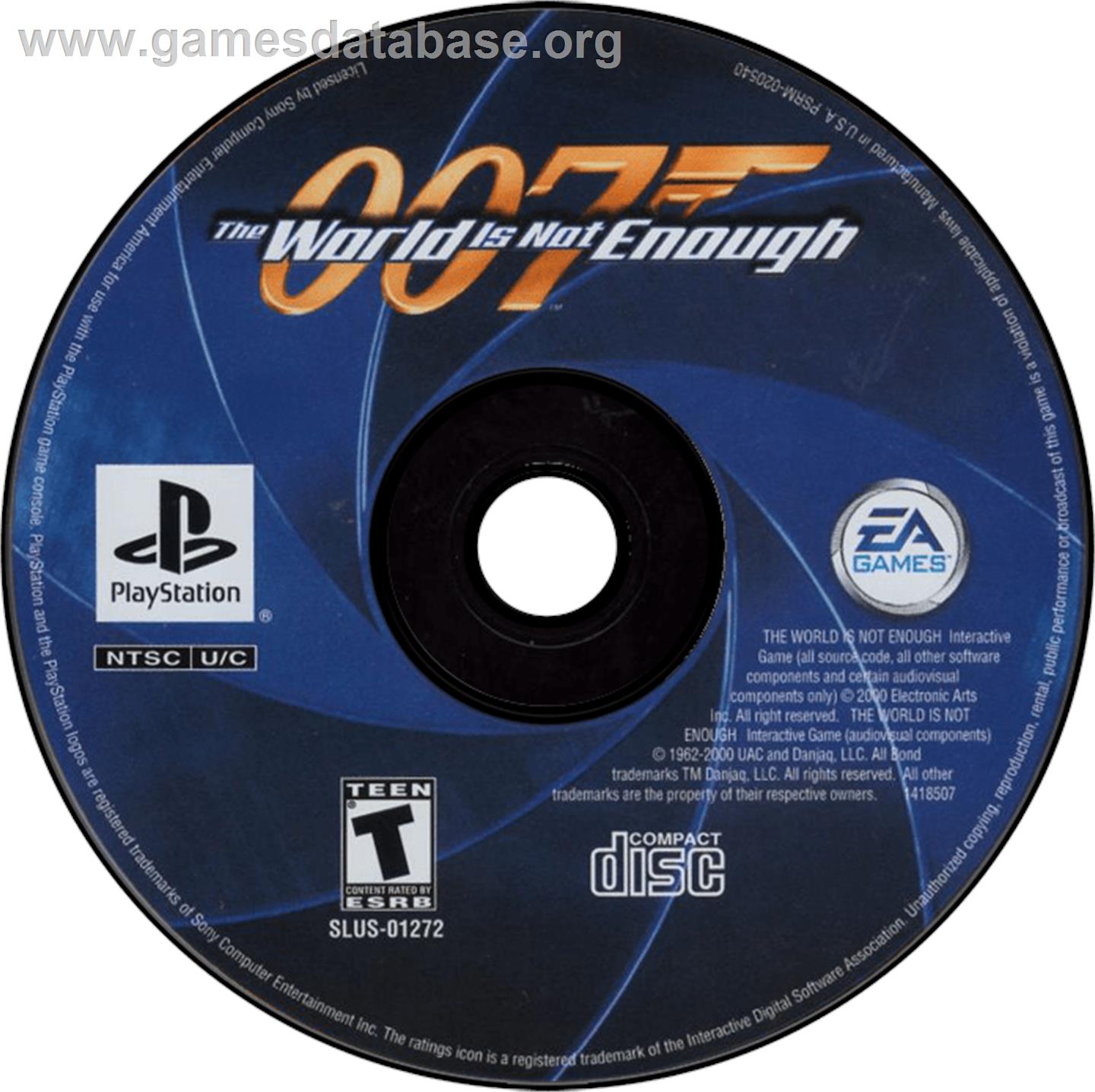 007: The World is Not Enough - Sony Playstation - Artwork - Disc