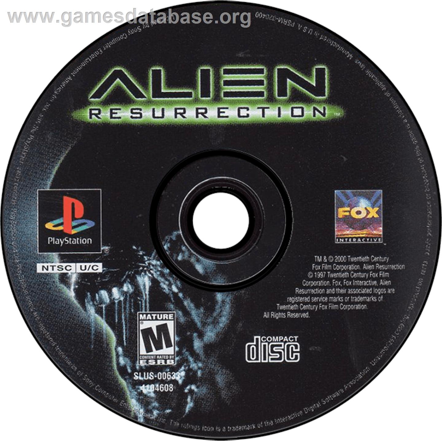 Alien Resurrection - Sony Playstation - Artwork - Disc