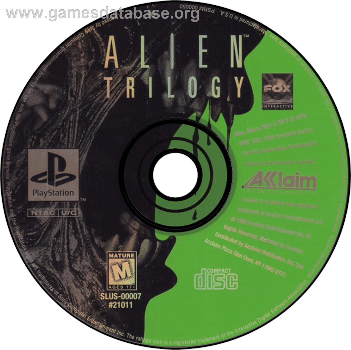 Alien Trilogy - Sony Playstation - Artwork - Disc