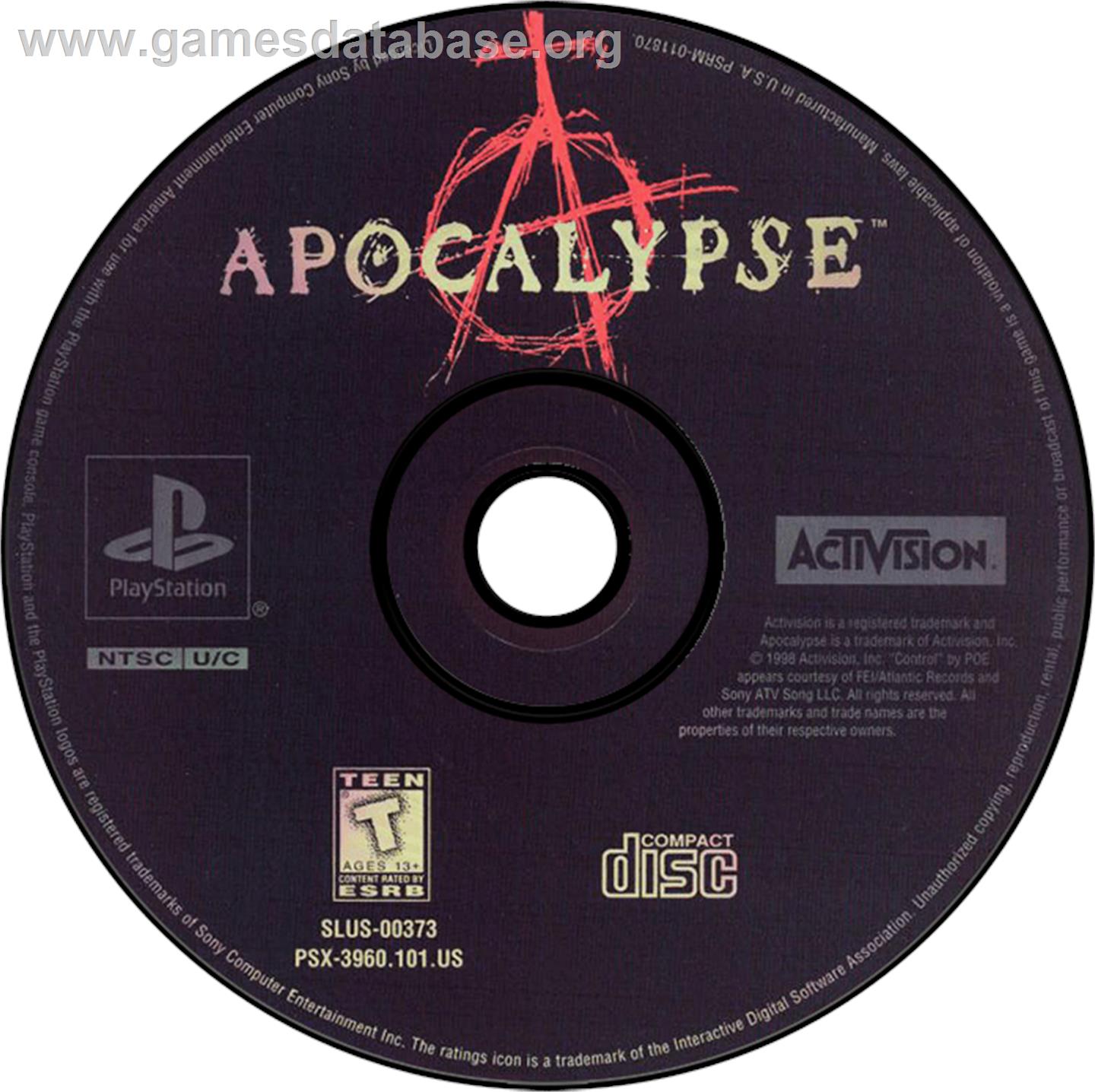Apocalypse - Sony Playstation - Artwork - Disc