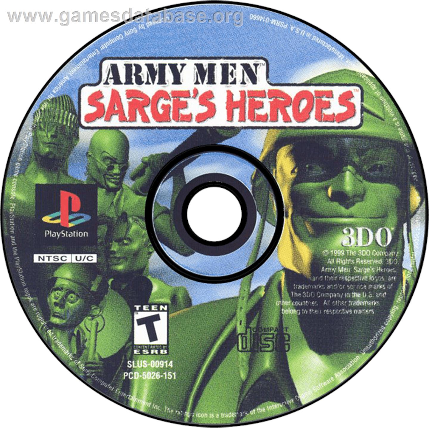 Army Men: Sarge's Heroes - Sony Playstation - Artwork - Disc