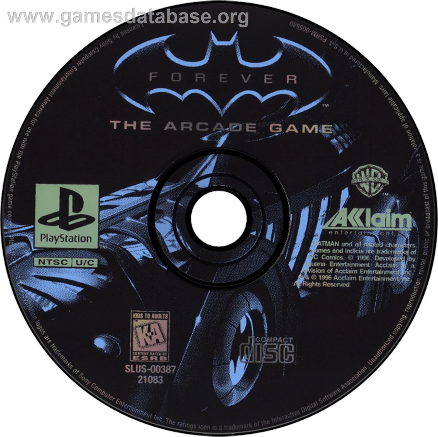 Batman Forever: The Arcade Game - Sony Playstation - Artwork - Disc