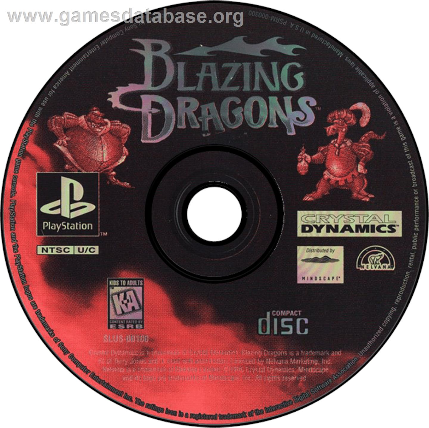 Blazing Dragons - Sony Playstation - Artwork - Disc