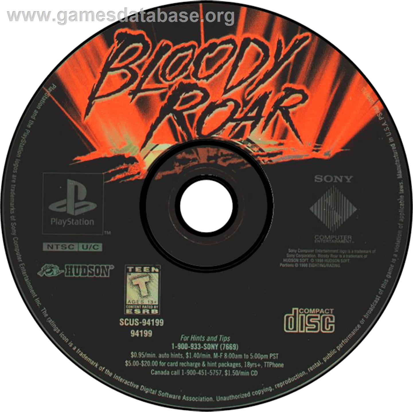 Bloody Roar - Sony Playstation - Artwork - Disc