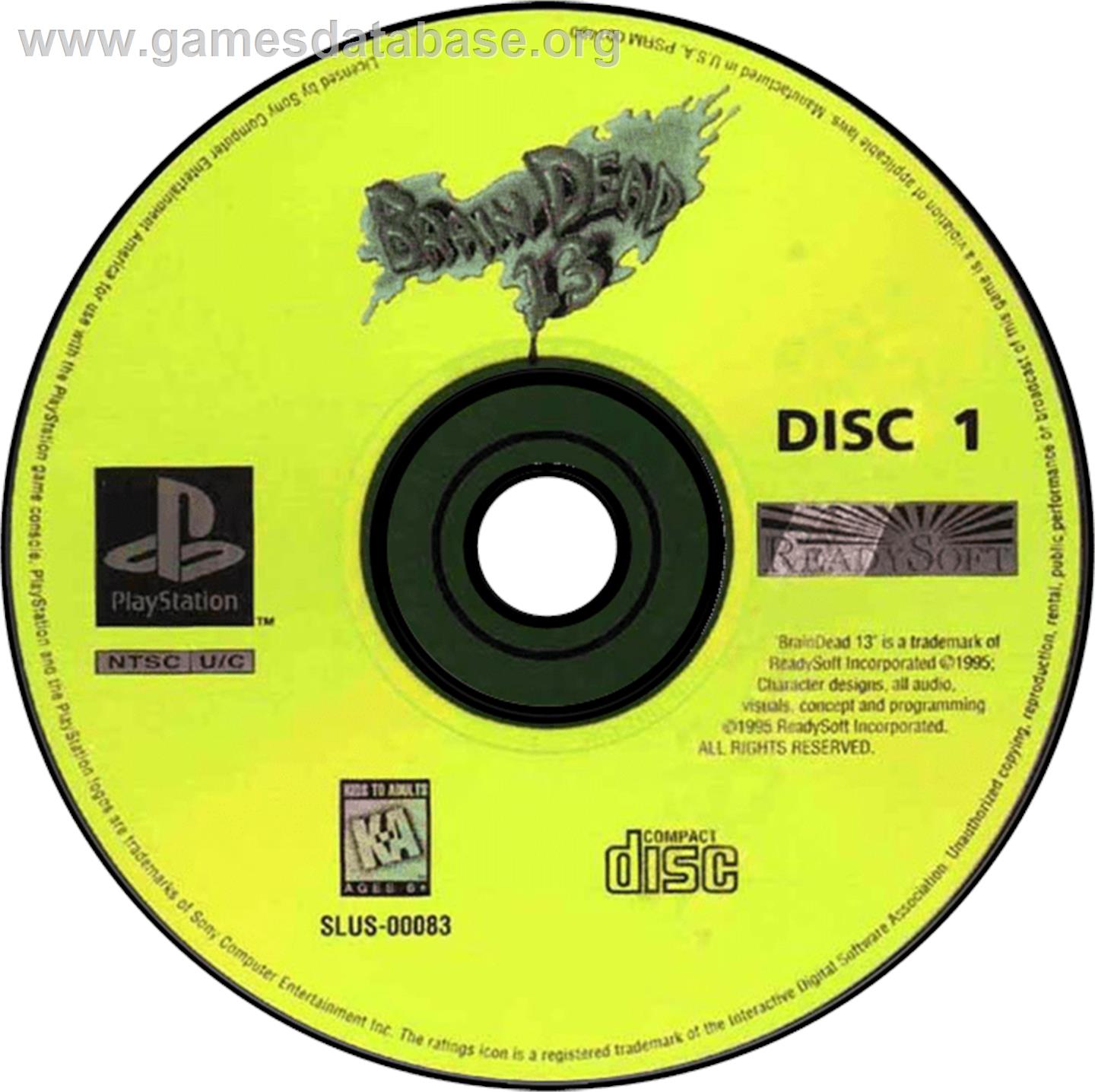 Braindead 13 - Sony Playstation - Artwork - Disc