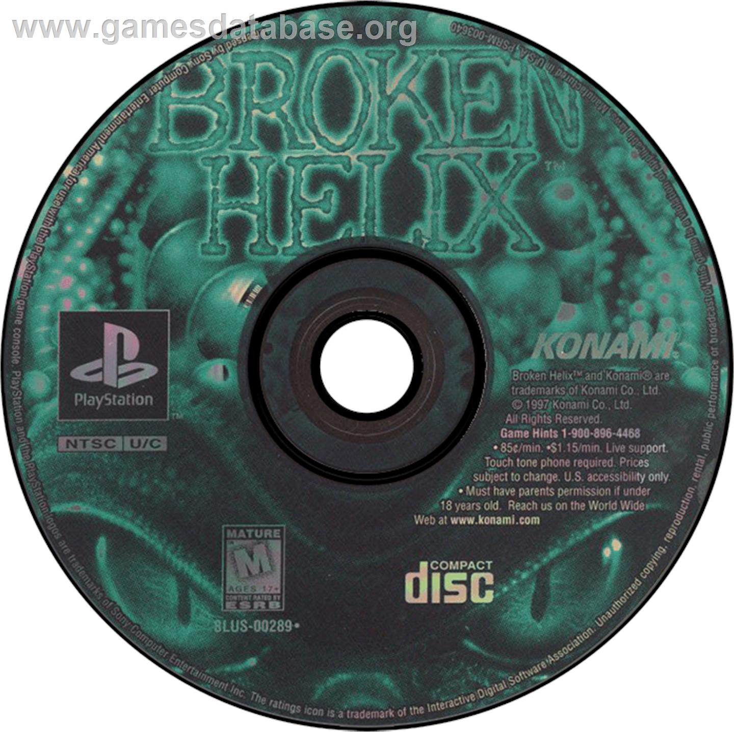 Broken Helix - Sony Playstation - Artwork - Disc