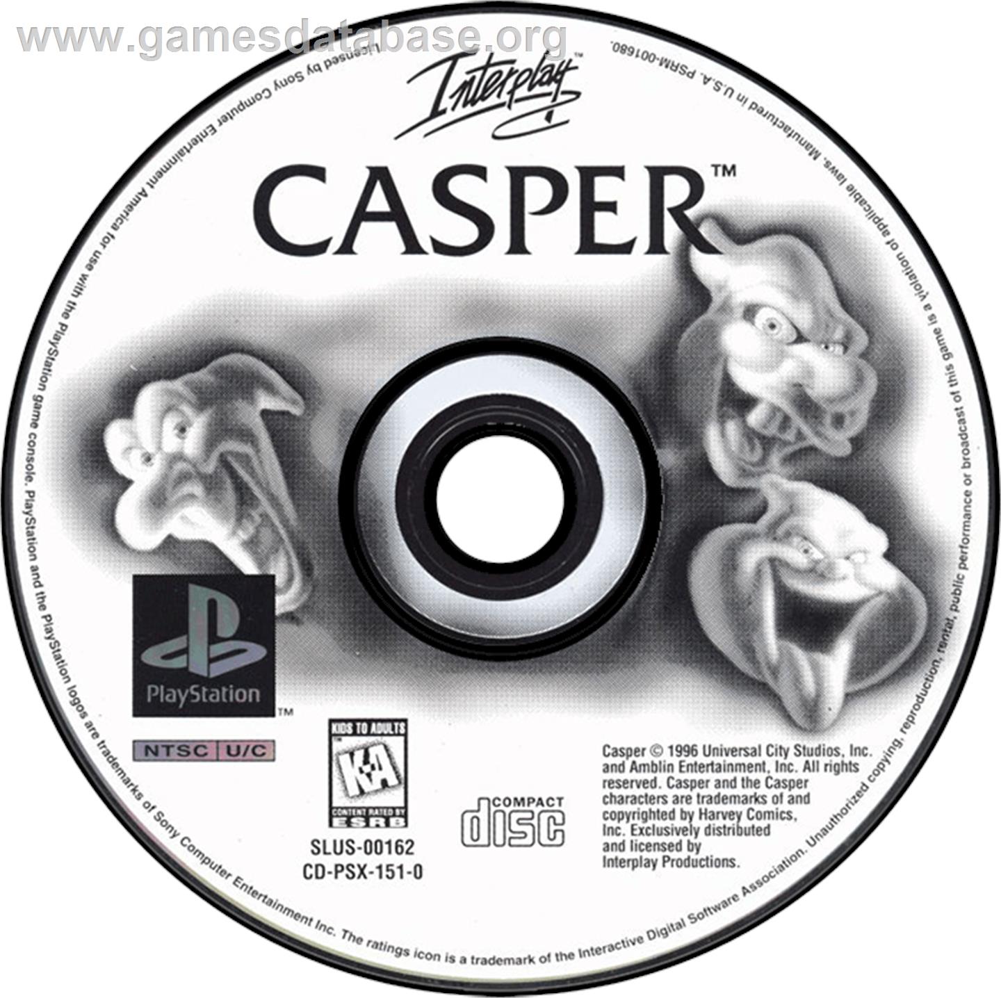 Casper - Sony Playstation - Artwork - Disc