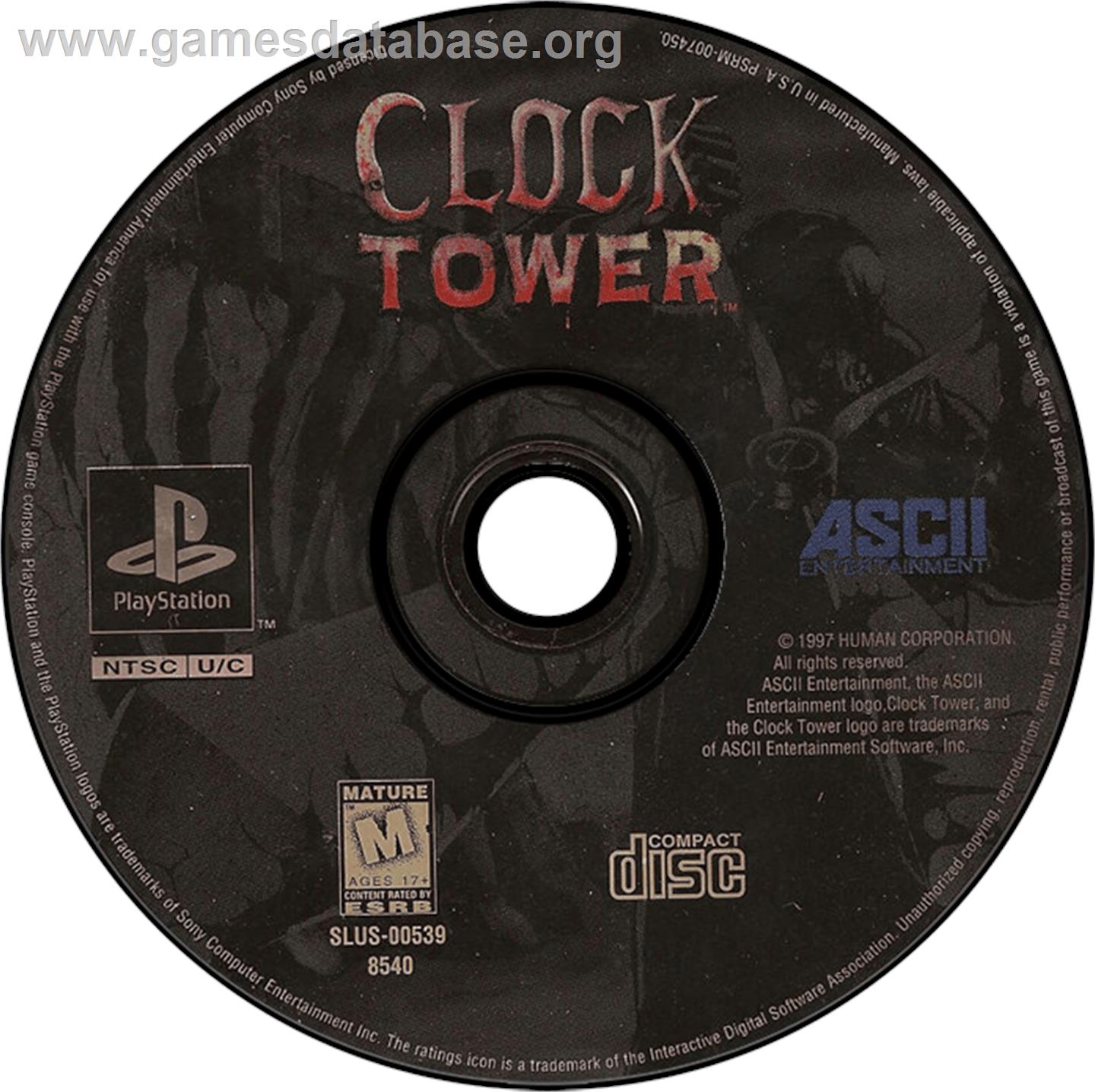 Clock Tower - Sony Playstation - Artwork - Disc