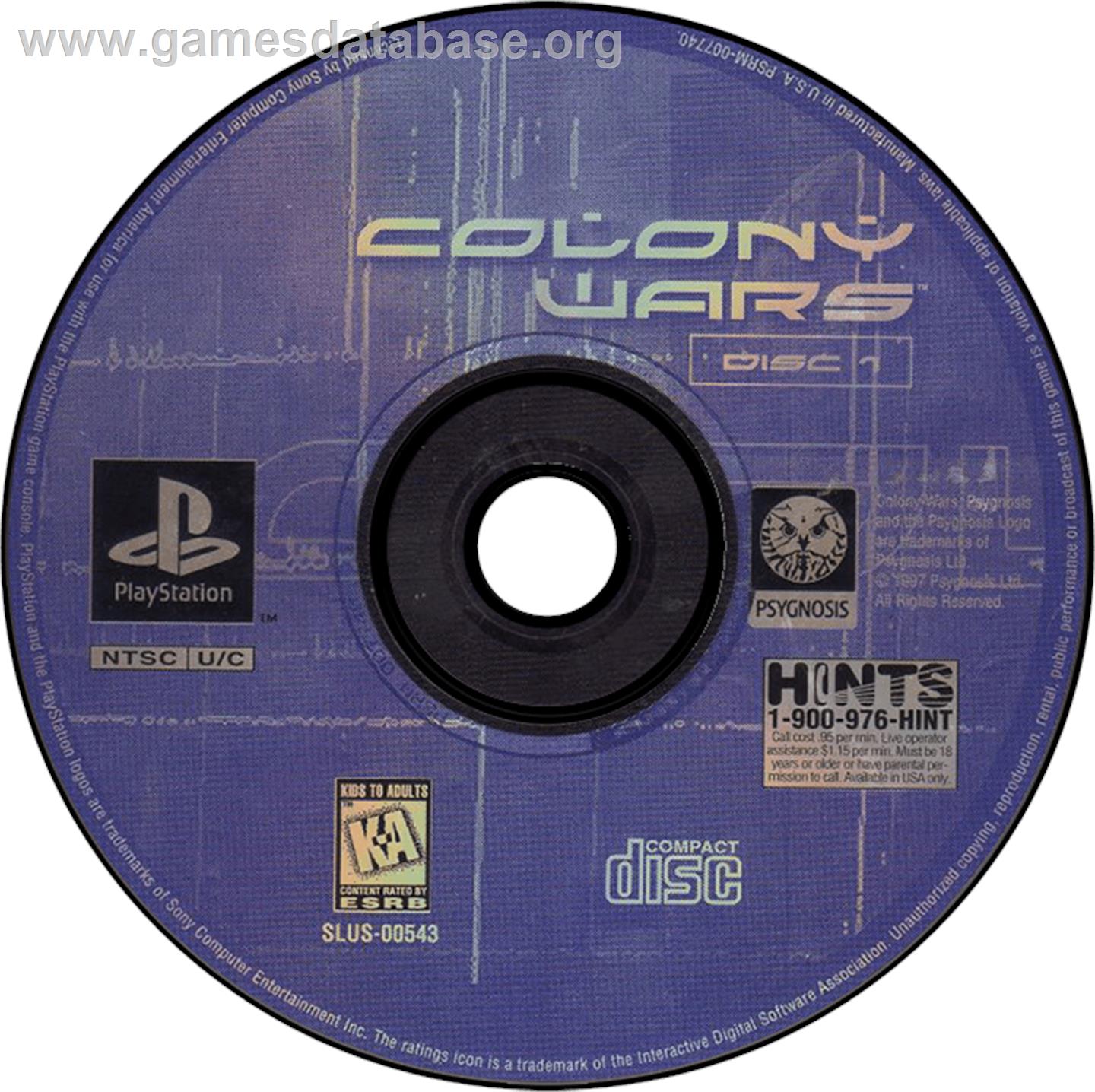 Colony Wars: Vengeance - Sony Playstation - Artwork - Disc