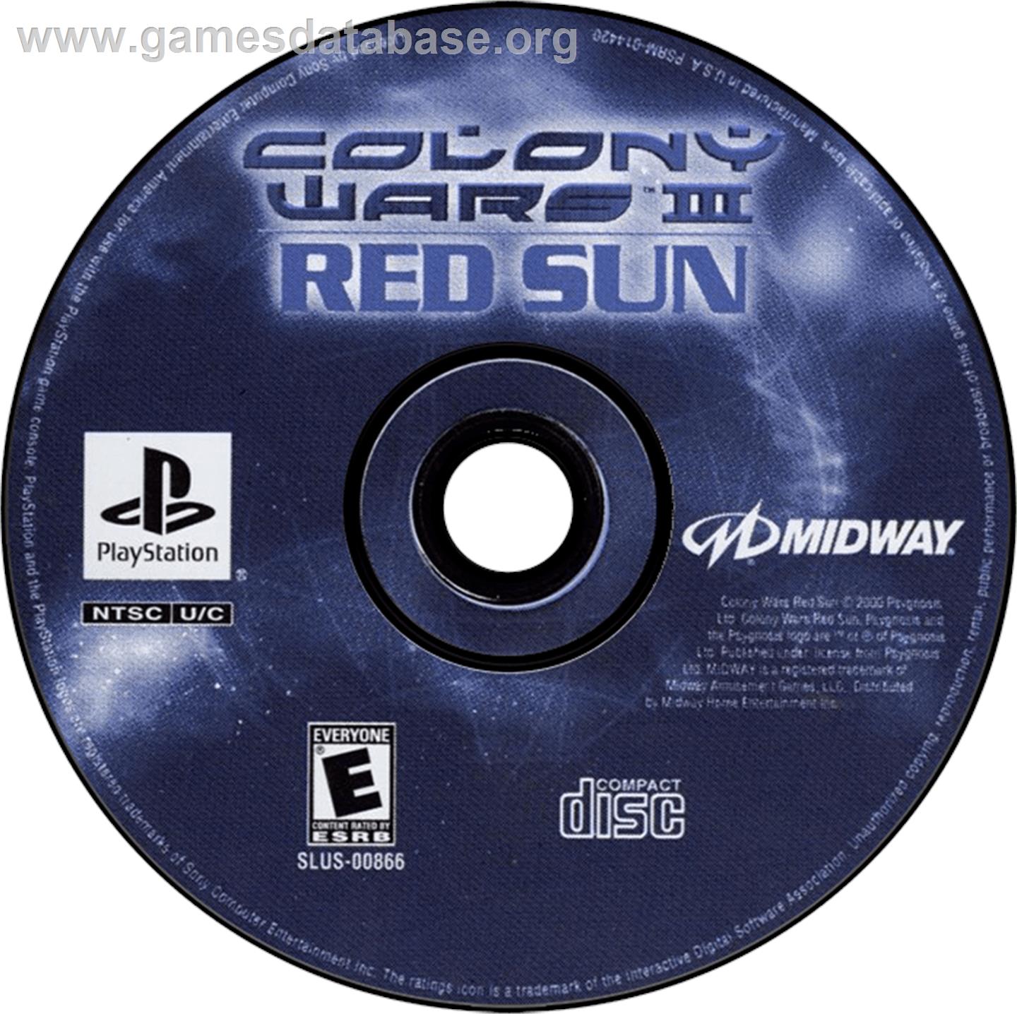 Colony Wars III: Red Sun - Sony Playstation - Artwork - Disc