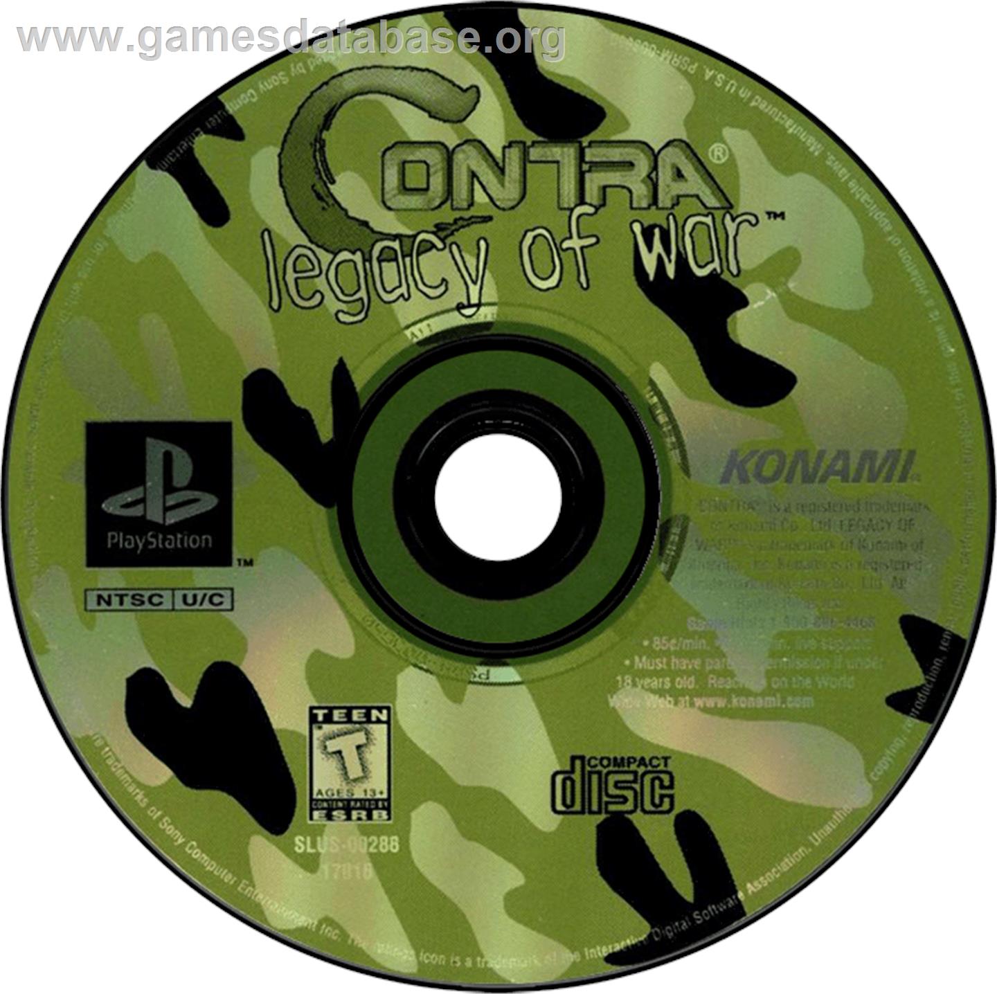 Contra: Legacy of War - Sony Playstation - Artwork - Disc