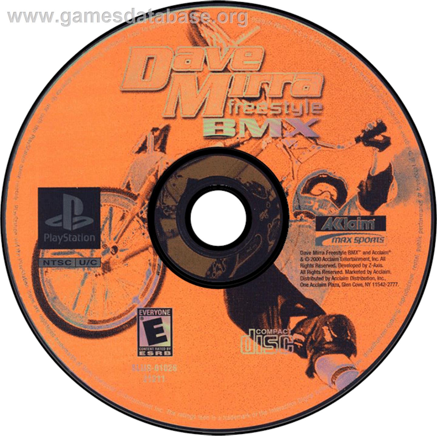 Dave Mirra Freestyle BMX: Maximum Remix - Sony Playstation - Artwork - Disc