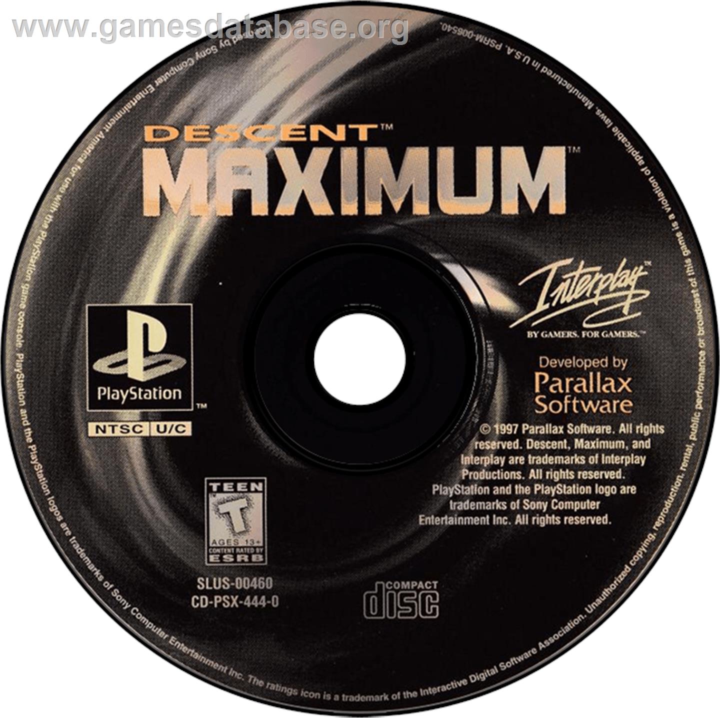 Descent Maximum - Sony Playstation - Artwork - Disc