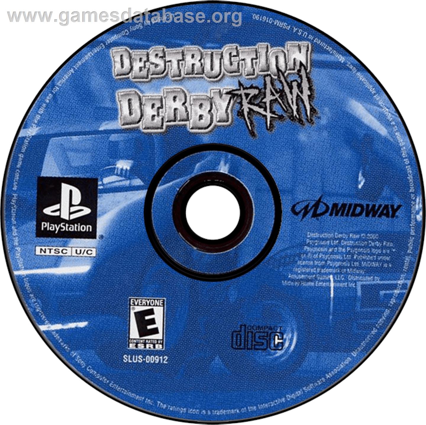 Destruction Derby Raw - Sony Playstation - Artwork - Disc