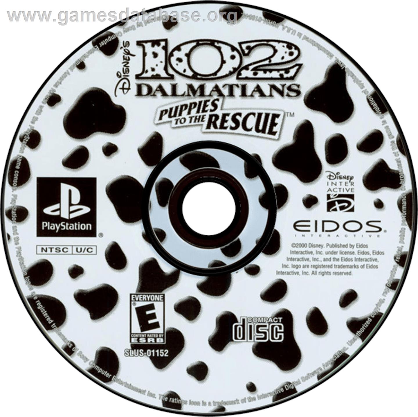 Disney's 102 Dalmatians: Puppies to the Rescue - Sony Playstation - Artwork - Disc