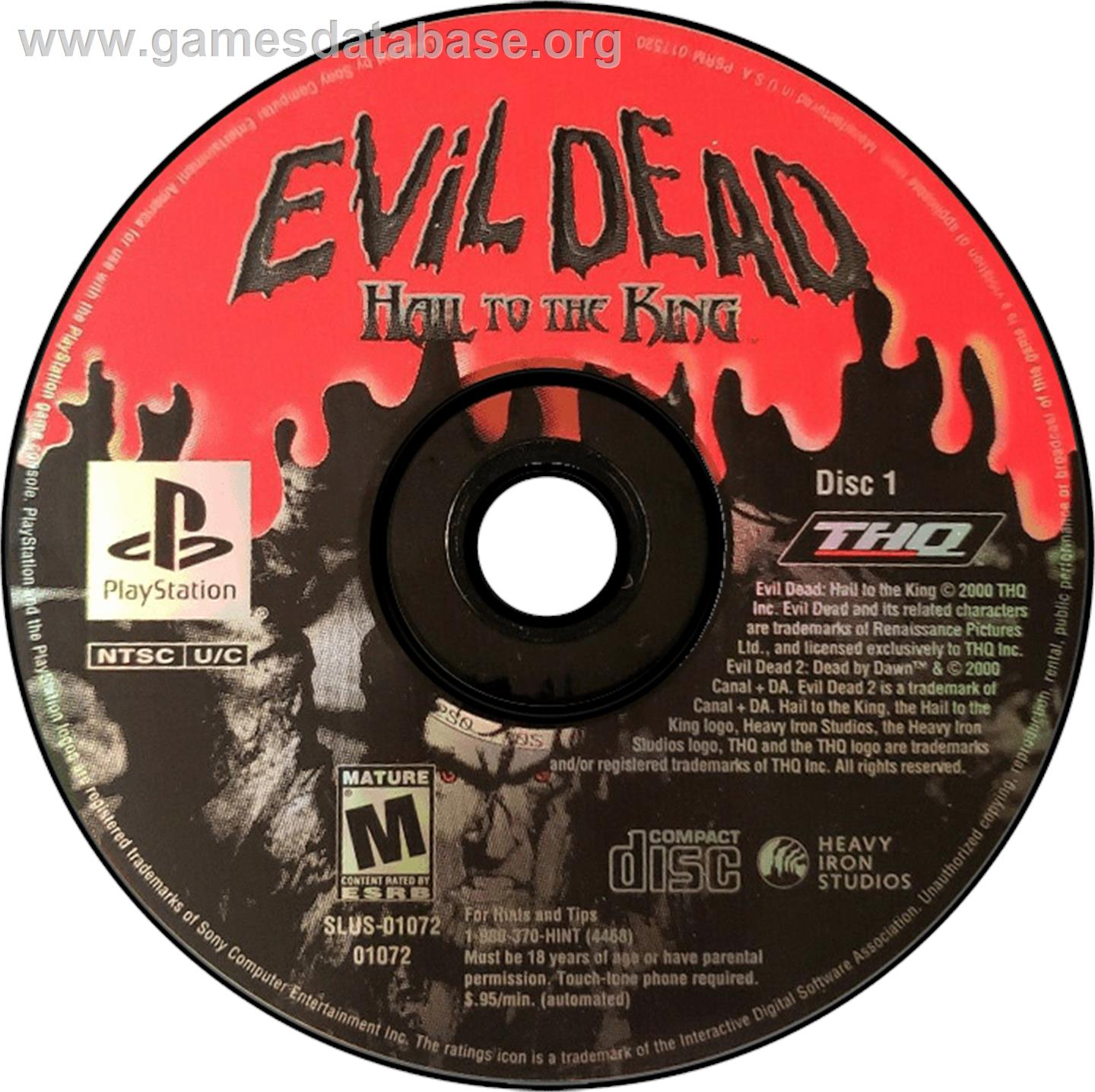 Evil Dead: Hail to the King - Sony Playstation - Artwork - Disc