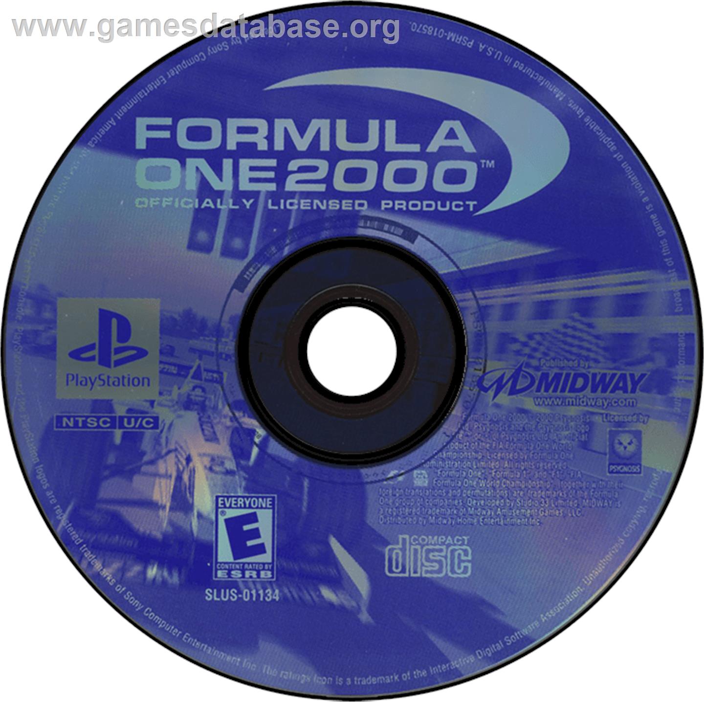 Formula One 2000 - Sony Playstation - Artwork - Disc