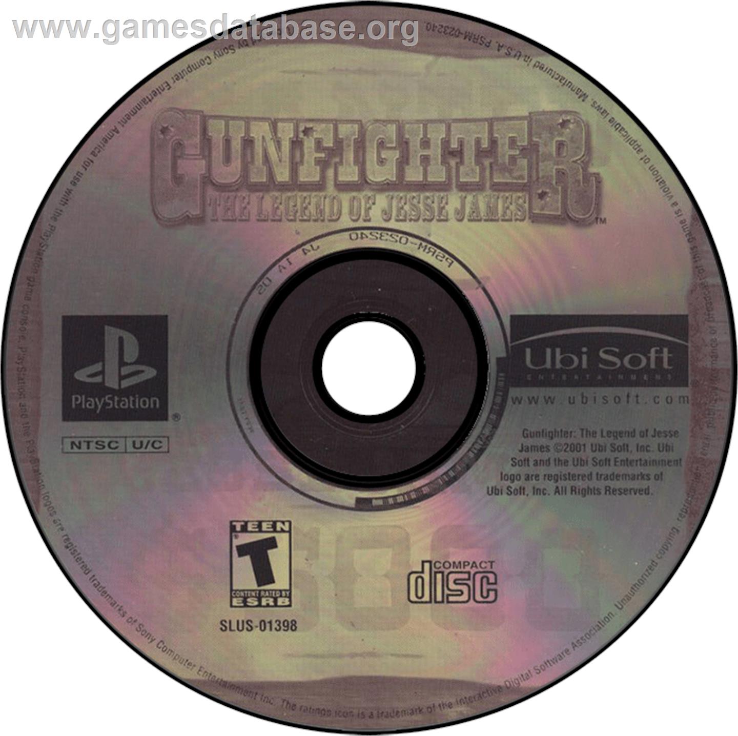 Gunfighter: The Legend of Jesse James - Sony Playstation - Artwork - Disc