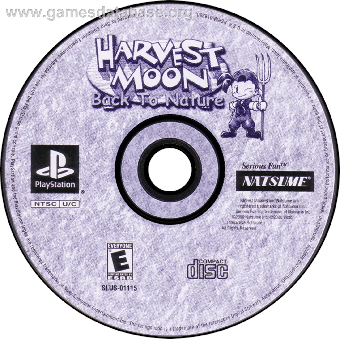 Harvest Moon: Back to Nature - Sony Playstation - Artwork - Disc