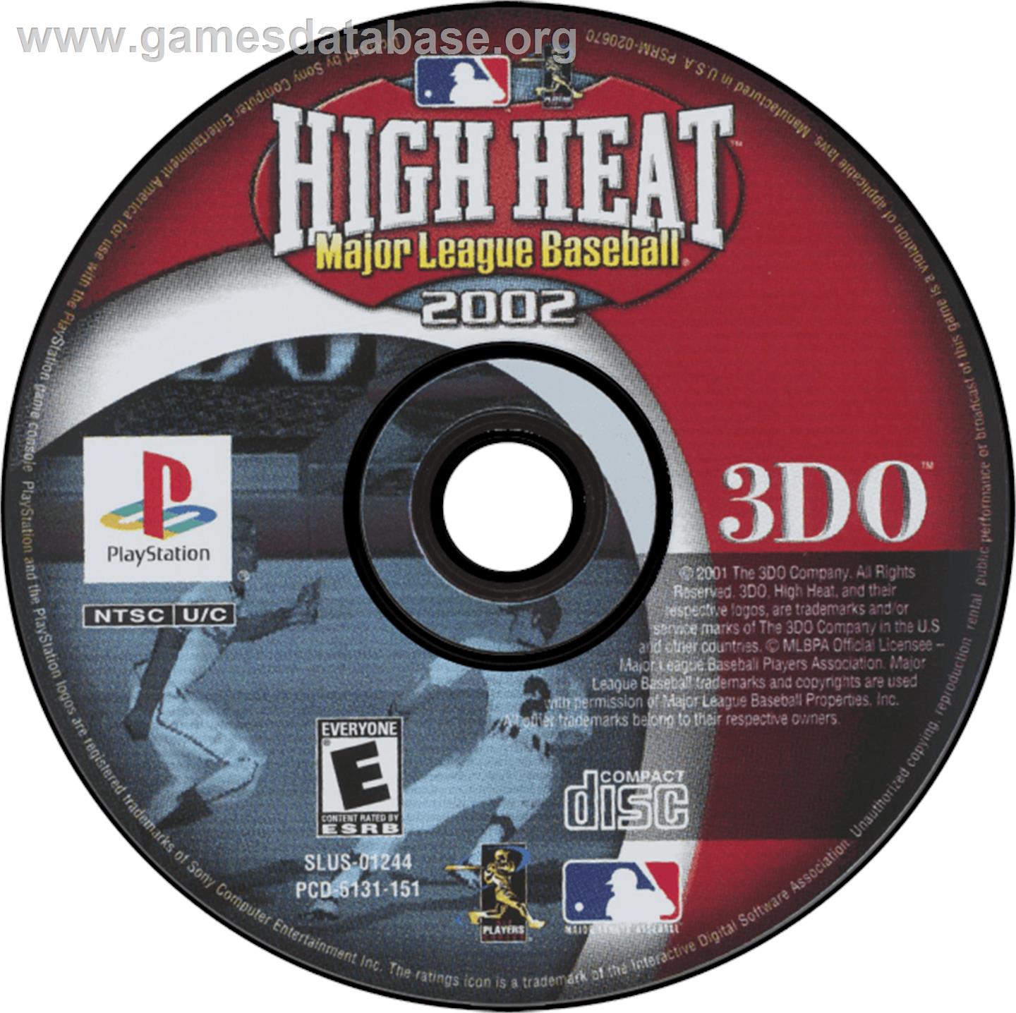 High Heat Major League Baseball 2002 - Sony Playstation - Artwork - Disc