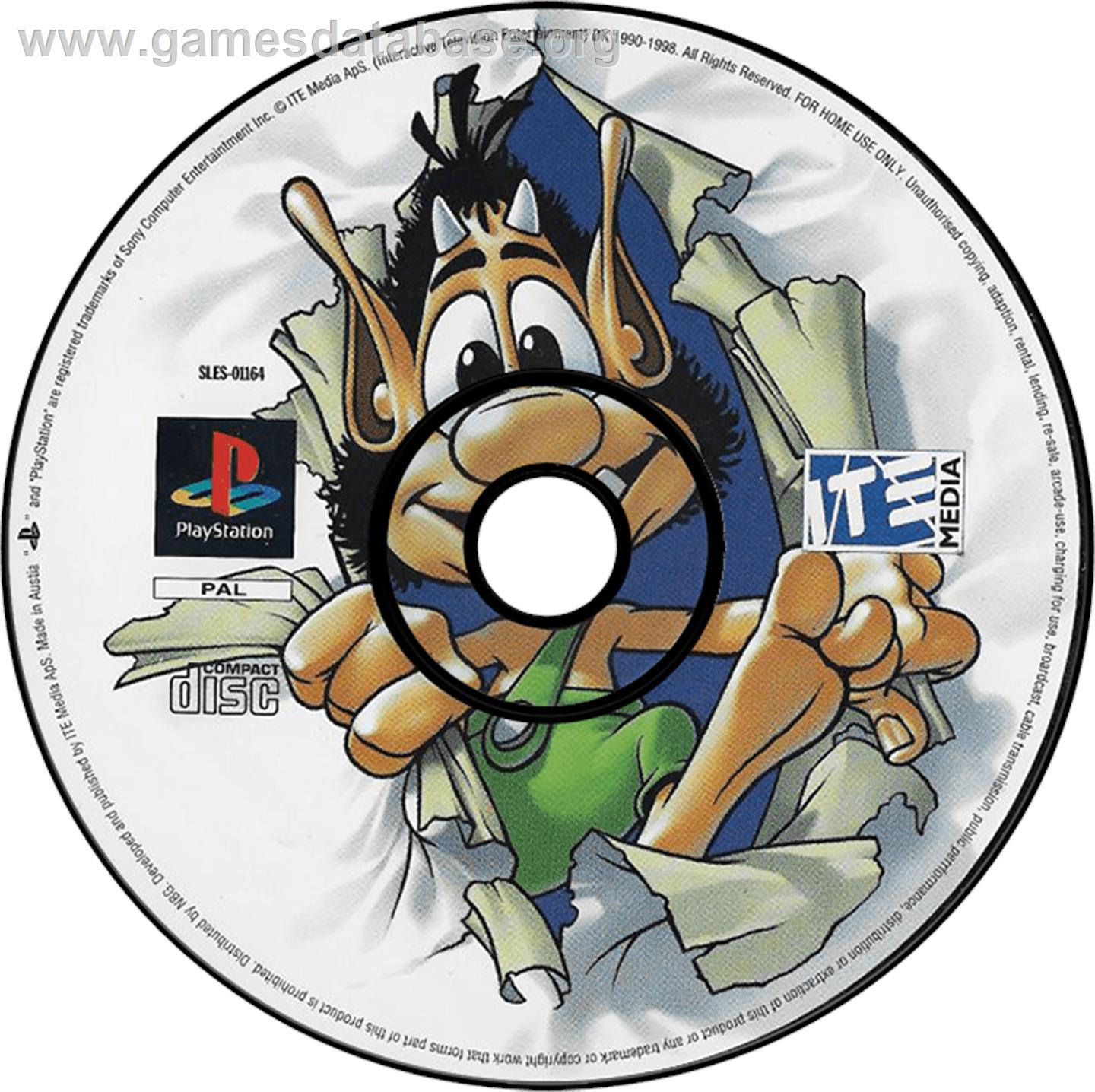 Hugo: The Quest for the Sunstones - Sony Playstation - Artwork - Disc