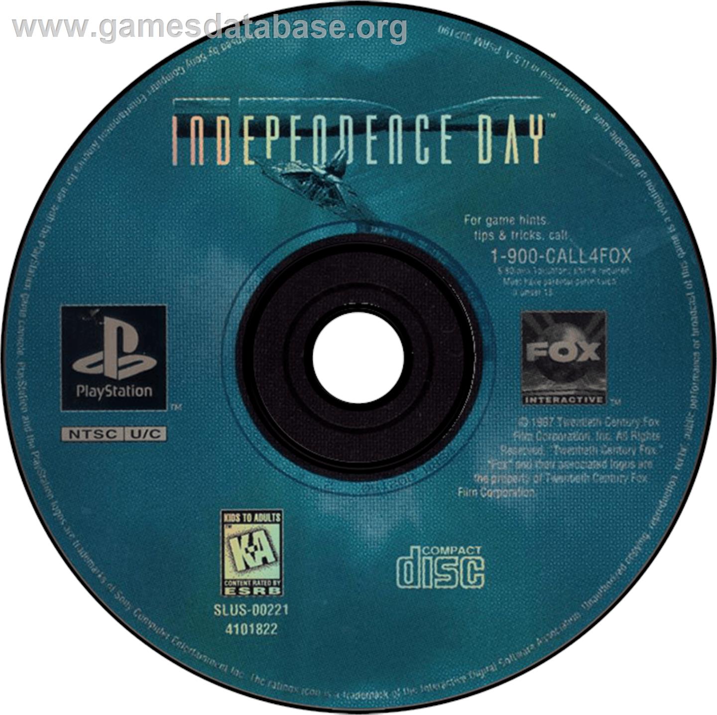 Independence Day - Sony Playstation - Artwork - Disc