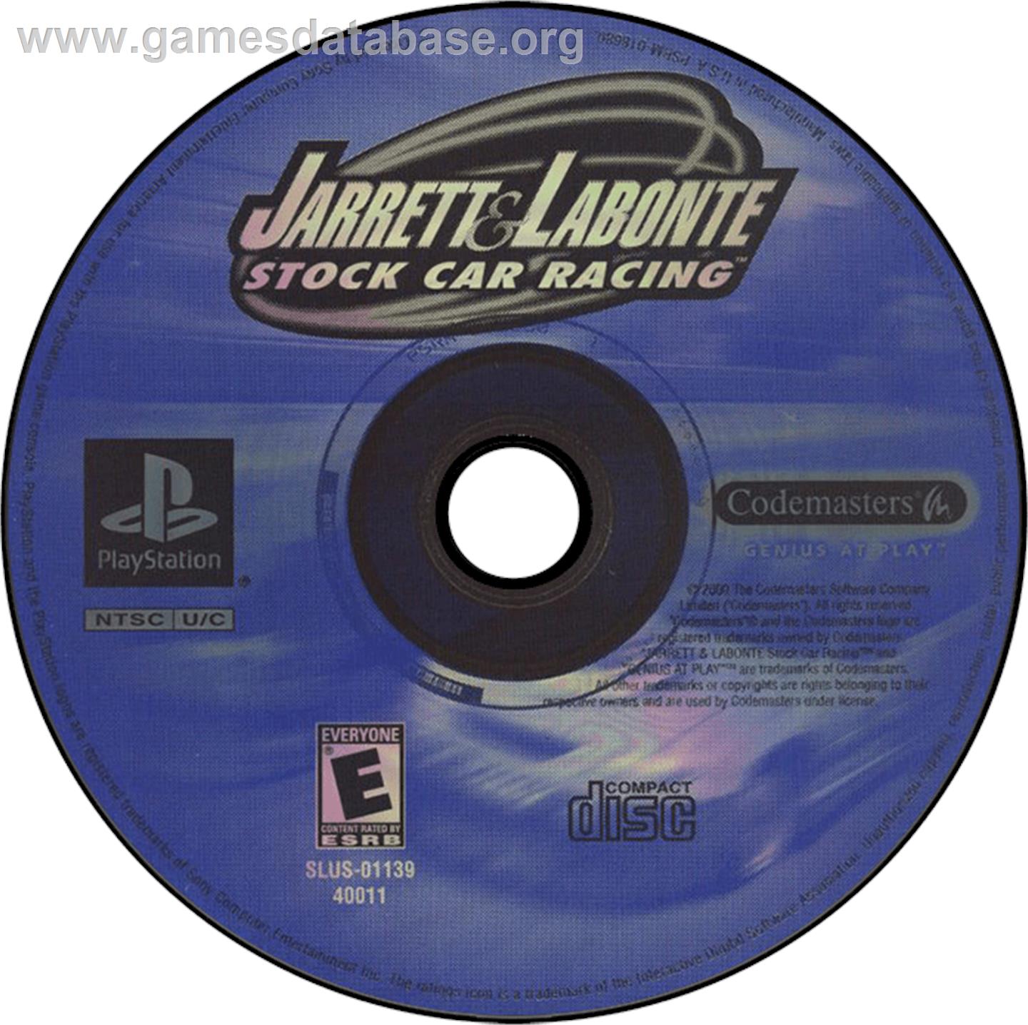 Jarrett and Labonte Stock Car Racing - Sony Playstation - Artwork - Disc