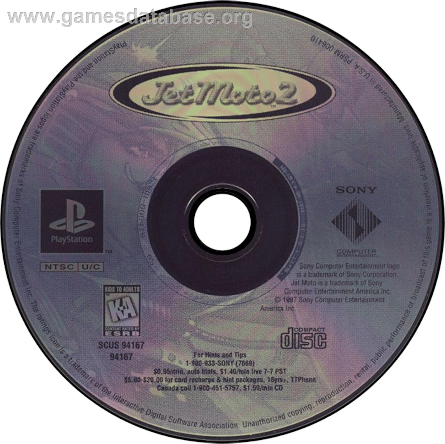 Jet Moto 2 - Sony Playstation - Artwork - Disc