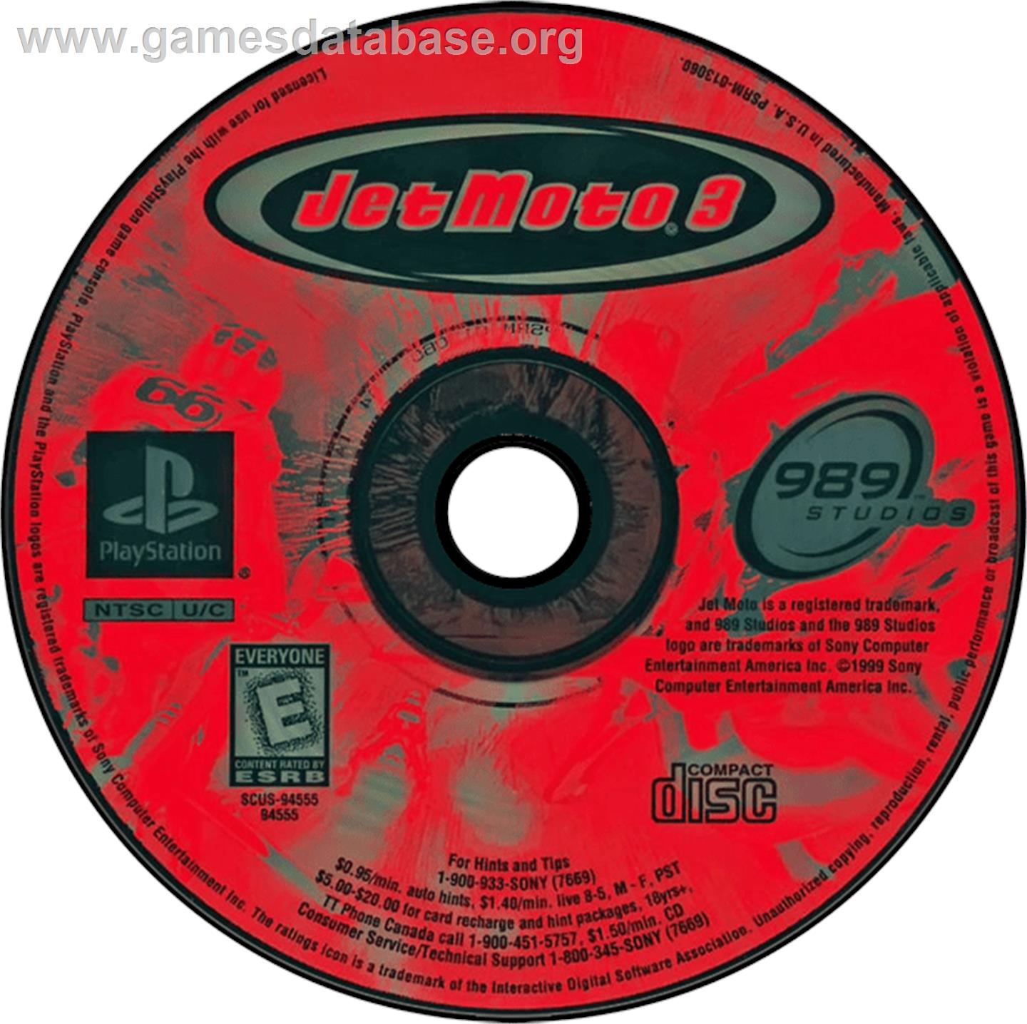 Jet Moto 3 - Sony Playstation - Artwork - Disc
