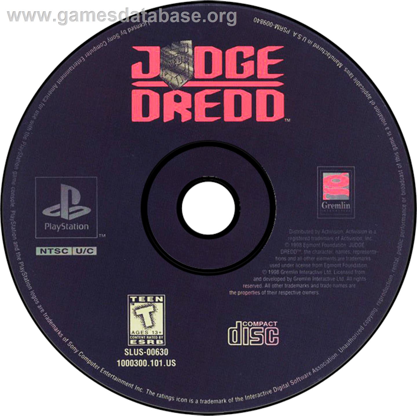 Judge Dredd - Sony Playstation - Artwork - Disc