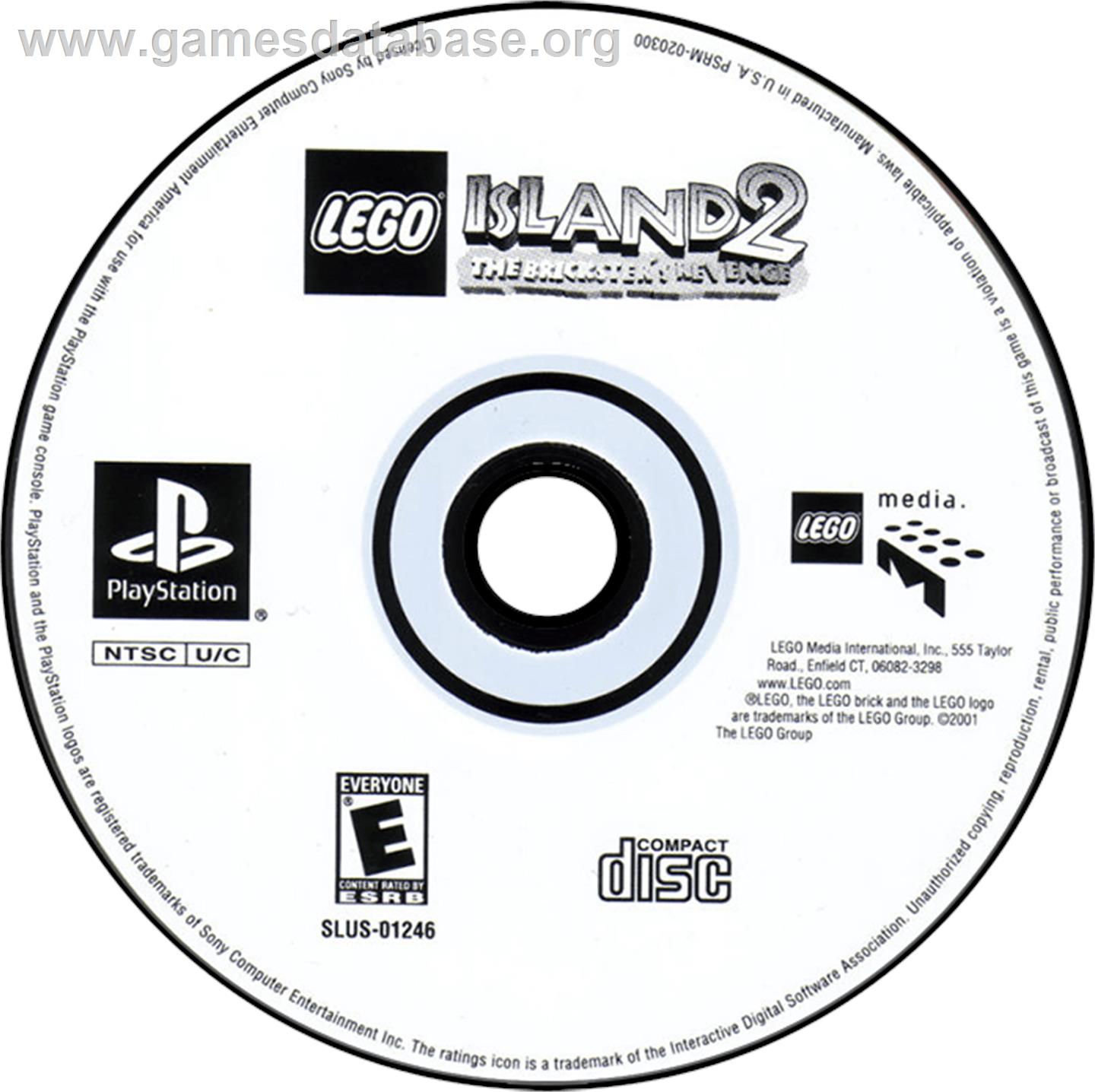 LEGO Island 2: The Brickster's Revenge - Sony Playstation - Artwork - Disc