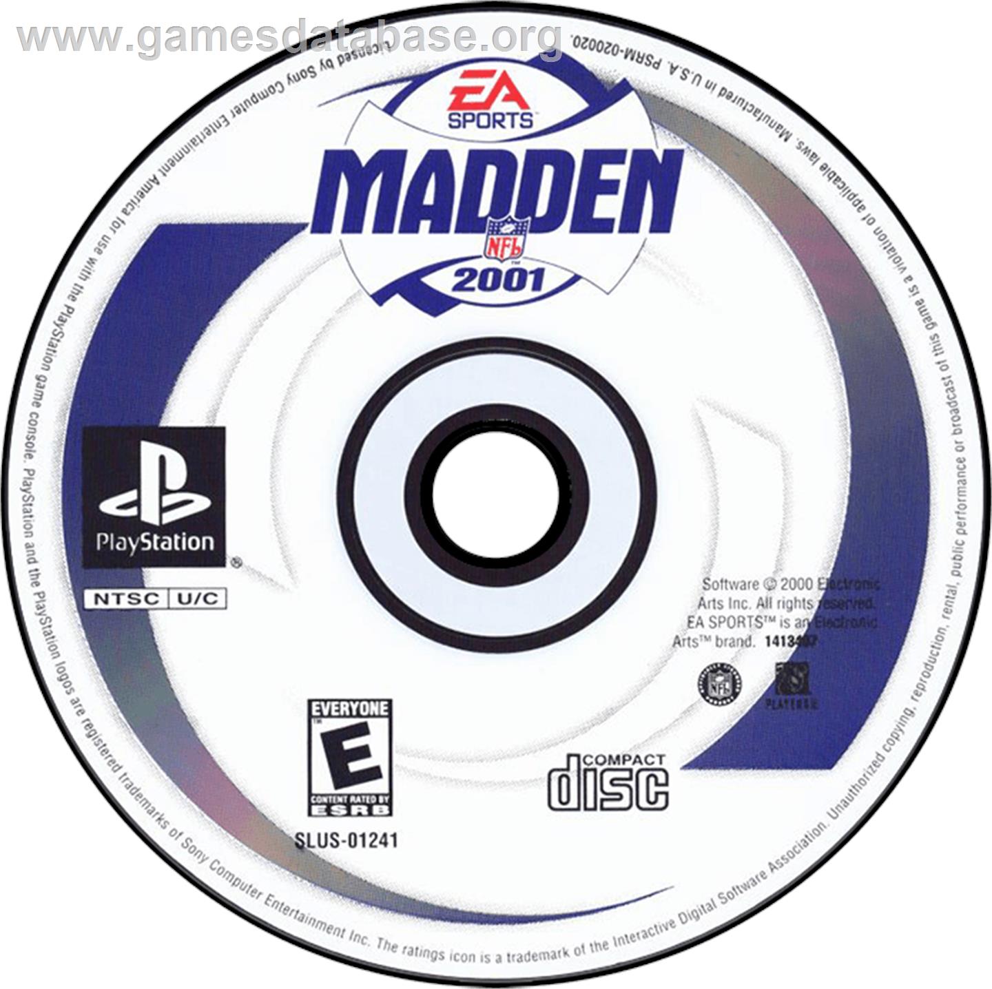 Madden NFL 2001 - Sony Playstation - Artwork - Disc