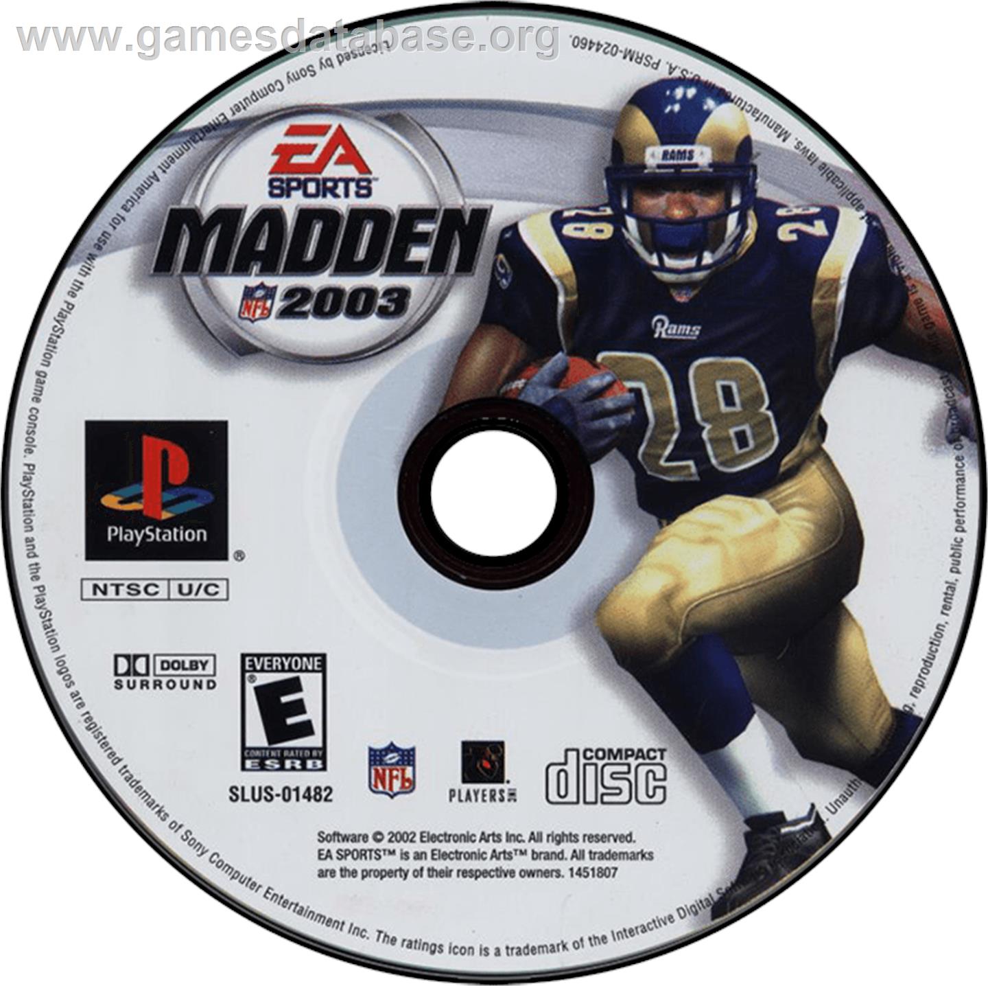 Madden NFL 2003 - Sony Playstation - Artwork - Disc