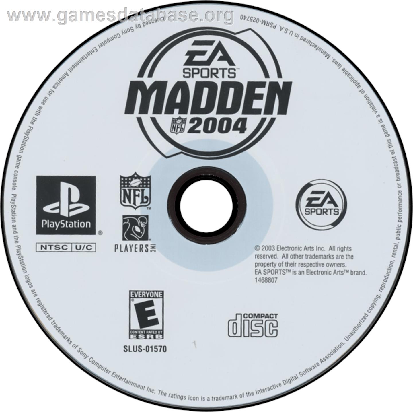 Madden NFL 2004 - Sony Playstation - Artwork - Disc