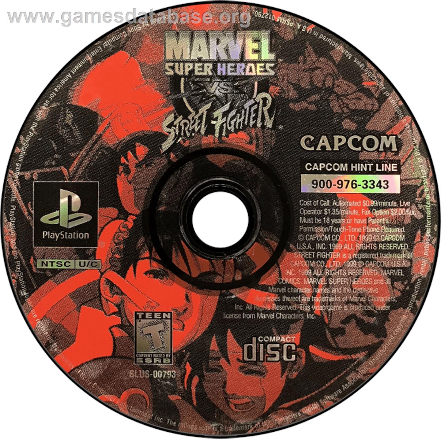 Marvel Super Heroes Vs. Street Fighter - Sony Playstation - Artwork - Disc