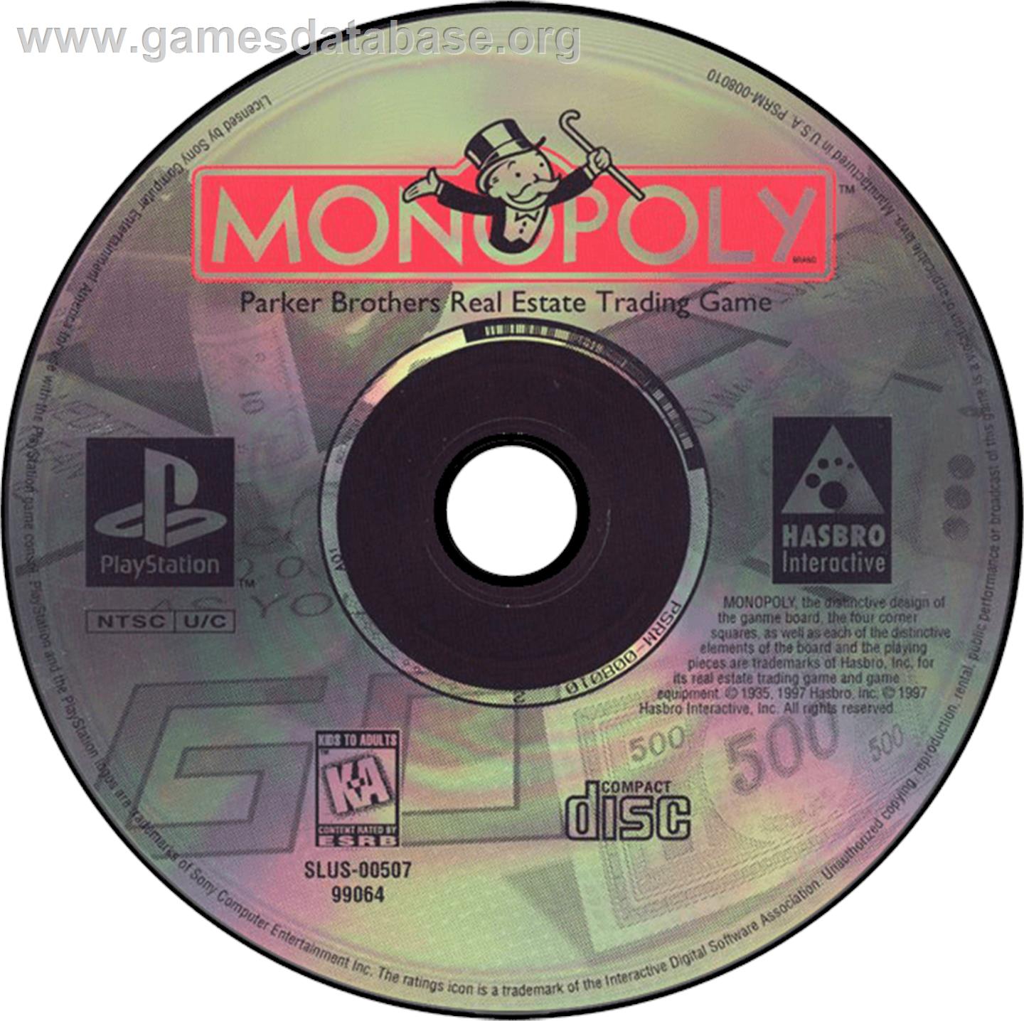 Monopoly - Sony Playstation - Artwork - Disc