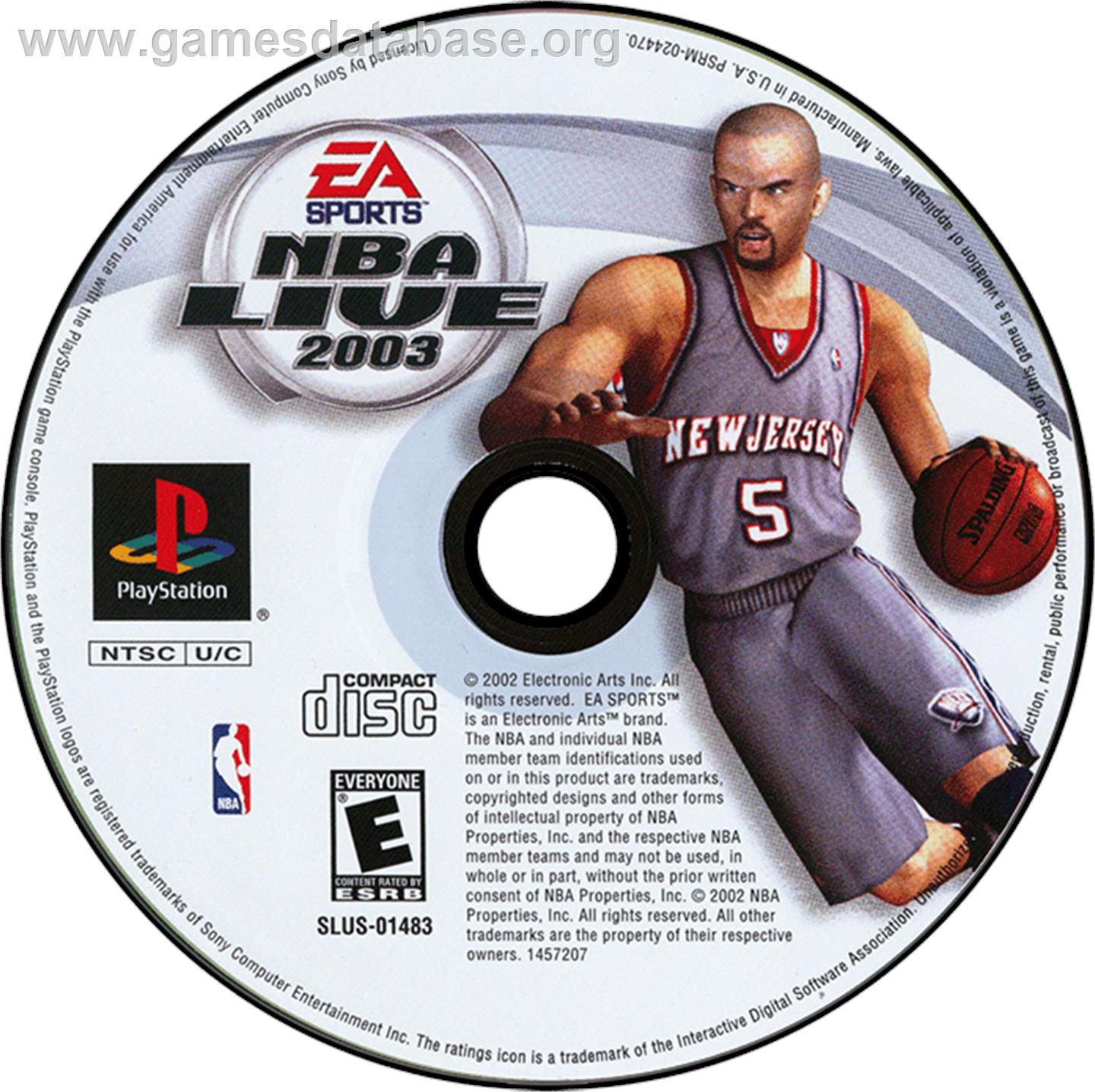 NBA Live 2003 - Sony Playstation - Artwork - Disc