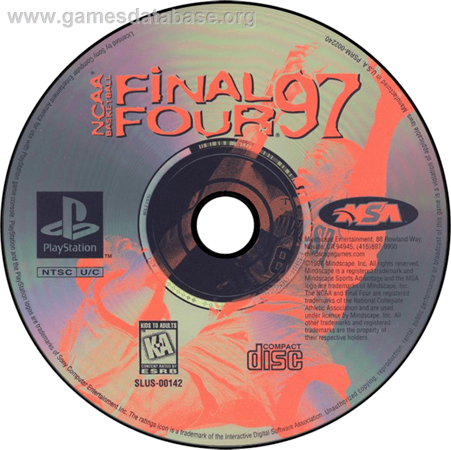 NCAA Basketball Final Four '97 - Sony Playstation - Artwork - Disc