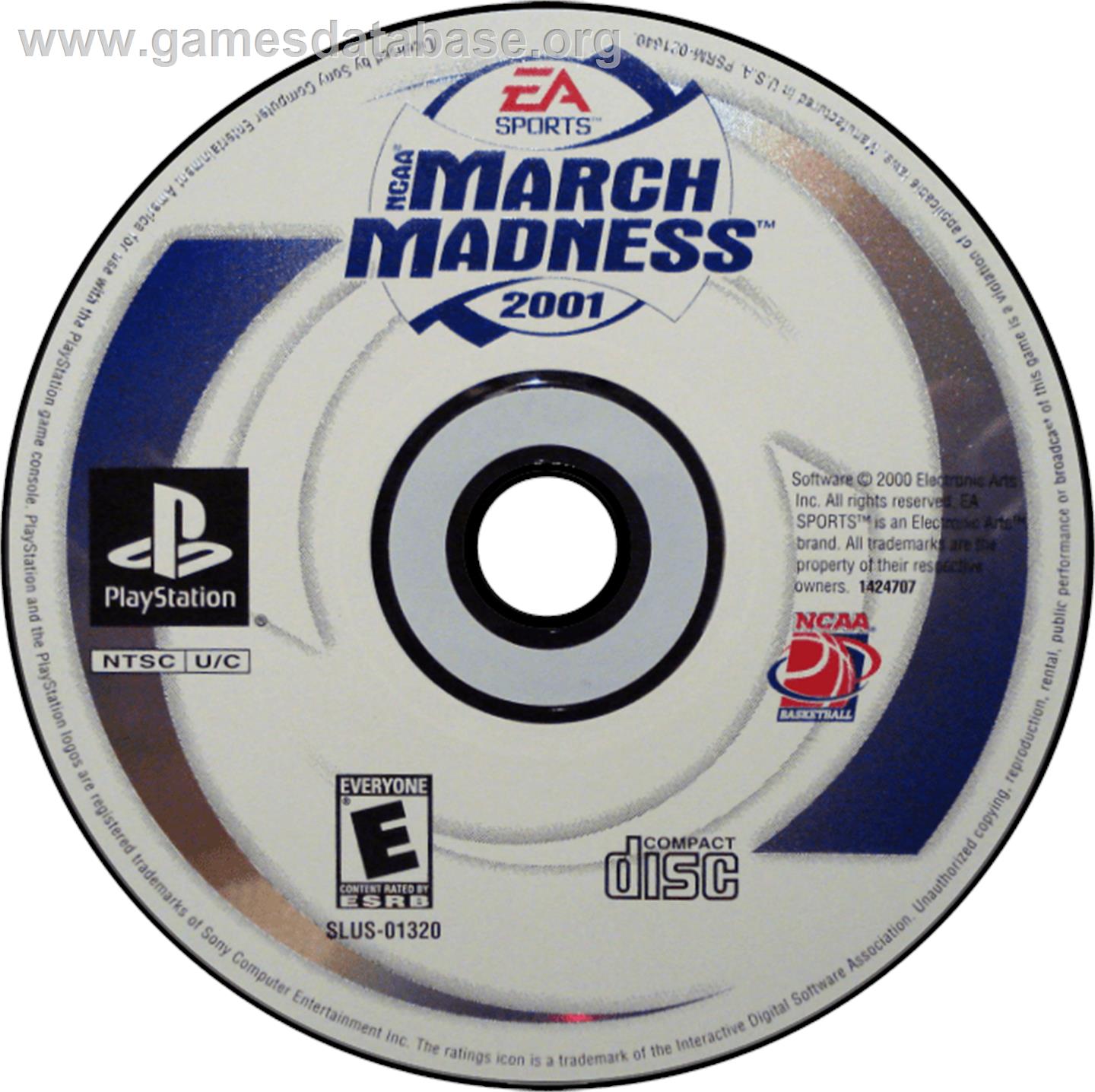 NCAA March Madness 2001 - Sony Playstation - Artwork - Disc